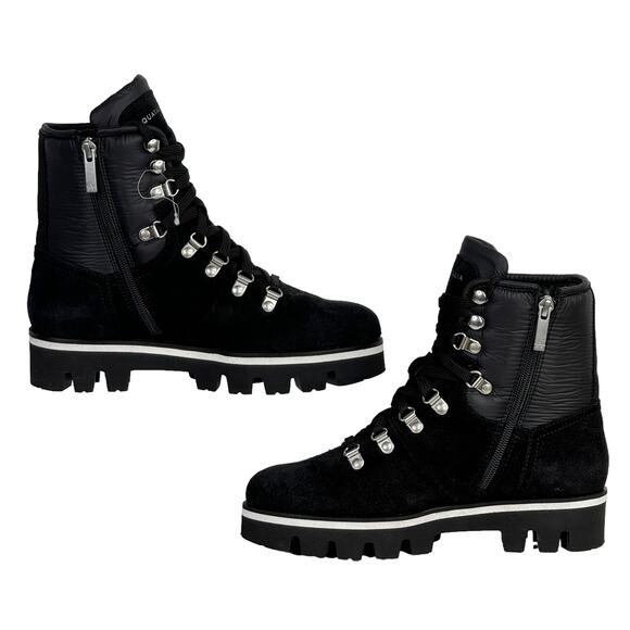 Aquatalia Morena Combat Boot Lug NEW Womens 7 Weatherproof Suede Black Italy - Picture 4 of 10